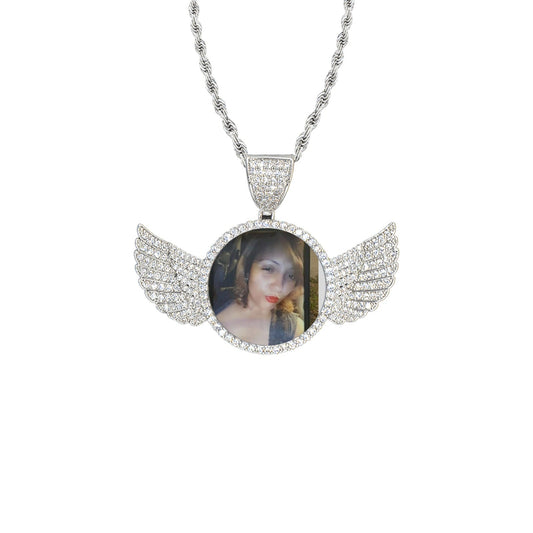 Wings Silver Photo Pendant