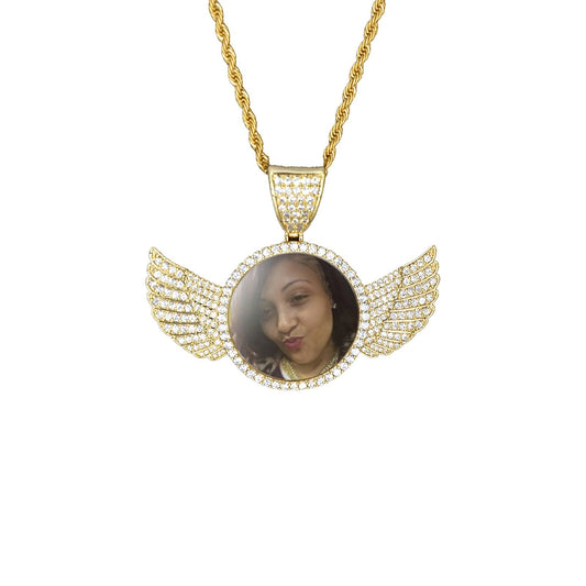 Wings Gold Photo Pendant